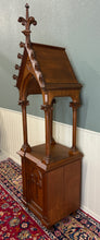 Load image into Gallery viewer, Antique French Gothic Revival Statuary Niche Cabinet Pedestal Altar Oak Late 19C