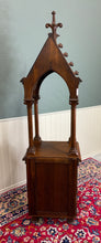 Load image into Gallery viewer, Antique French Gothic Revival Statuary Niche Cabinet Pedestal Altar Oak Late 19C