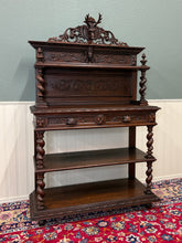 Load image into Gallery viewer, Antique French Buffet Server Sideboard Barley Twist Dark Oak Drawers 4 Tier 19C