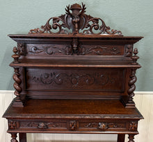 Load image into Gallery viewer, Antique French Buffet Server Sideboard Barley Twist Dark Oak Drawers 4 Tier 19C