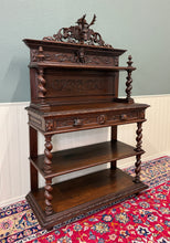 Load image into Gallery viewer, Antique French Buffet Server Sideboard Barley Twist Dark Oak Drawers 4 Tier 19C