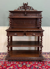 Load image into Gallery viewer, Antique French Buffet Server Sideboard Barley Twist Dark Oak Drawers 4 Tier 19C