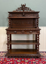 Load image into Gallery viewer, Antique French Buffet Server Sideboard Barley Twist Dark Oak Drawers 4 Tier 19C