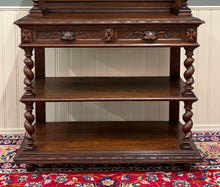 Load image into Gallery viewer, Antique French Buffet Server Sideboard Barley Twist Dark Oak Drawers 4 Tier 19C