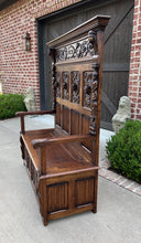 Load image into Gallery viewer, Antique French Bench Chair Settee Hall Bench Trunk Renaissance Revival Oak 19thC