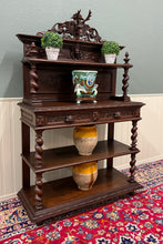 Load image into Gallery viewer, Antique French Buffet Server Sideboard Barley Twist Dark Oak Drawers 4 Tier 19C