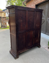 Load image into Gallery viewer, Antique French Bookcase Cabinet Display Double Door Scholars Carved Oak 19th C