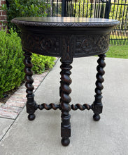 Load image into Gallery viewer, Antique French ROUND Side End Table BARLEY TWIST Carved Oak Renaissance 19th C