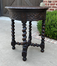 Load image into Gallery viewer, Antique French ROUND Side End Table BARLEY TWIST Carved Oak Renaissance 19th C