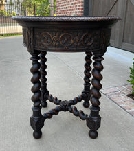Load image into Gallery viewer, Antique French ROUND Side End Table BARLEY TWIST Carved Oak Renaissance 19th C