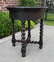 Load image into Gallery viewer, Antique French ROUND Side End Table BARLEY TWIST Carved Oak Renaissance 19th C