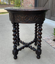 Load image into Gallery viewer, Antique French ROUND Side End Table BARLEY TWIST Carved Oak Renaissance 19th C