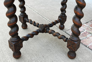 Antique French Table BARLEY TWIST Octagonal Renaissance Revival Carved Oak 19thC