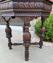 Load image into Gallery viewer, Antique French Table Octagonal Renaissance Revival Carved Oak 19th C
