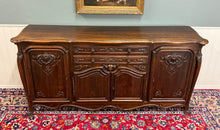Load image into Gallery viewer, Antique French Sideboard Server Buffet Carved Dark Oak Louis XV c. early 20th c