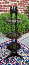 Load image into Gallery viewer, Antique English Dark Oak Double Post Barley Twist Pie Stand Side Cake c. 1930s