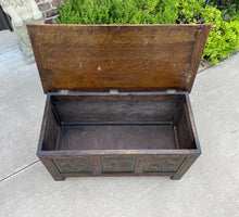Load image into Gallery viewer, Antique English Blanket Box Chest Trunk Coffee Table Storage Chest Carved Oak