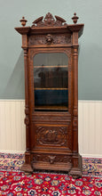 Load image into Gallery viewer, Antique French Renaissance Revival Scholars Bookcase Cabinet Carved Oak 19th C