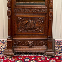 Load image into Gallery viewer, Antique French Renaissance Revival Scholars Bookcase Cabinet Carved Oak 19th C