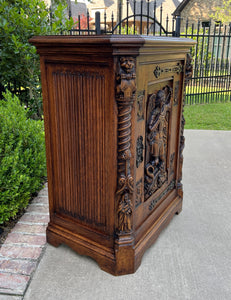 Antique French Cabinet Cupboard St. Michael Barley Twist Renaissance Lions 19thC