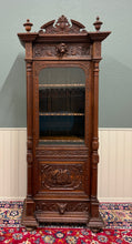 Load image into Gallery viewer, Antique French Renaissance Revival Scholars Bookcase Cabinet Carved Oak 19th C