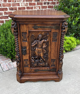 Antique French Cabinet Cupboard St. Michael Barley Twist Renaissance Lions 19thC