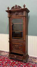 Load image into Gallery viewer, Antique French Renaissance Revival Scholars Bookcase Cabinet Carved Oak 19th C