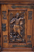 Load image into Gallery viewer, Antique French Cabinet Cupboard St. Michael Barley Twist Renaissance Lions 19thC