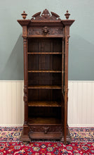 Load image into Gallery viewer, Antique French Renaissance Revival Scholars Bookcase Cabinet Carved Oak 19th C