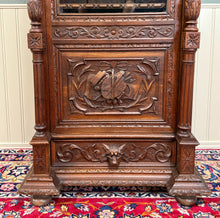 Load image into Gallery viewer, Antique French Renaissance Revival Scholars Bookcase Cabinet Carved Oak 19th C