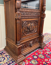 Load image into Gallery viewer, Antique French Renaissance Revival Scholars Bookcase Cabinet Carved Oak 19th C