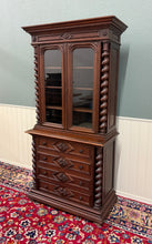 Load image into Gallery viewer, Antique French Bookcase &amp; Chest of Drawers Display Cabinet Barley Twist Oak