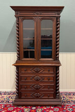 Load image into Gallery viewer, Antique French Bookcase &amp; Chest of Drawers Display Cabinet Barley Twist Oak