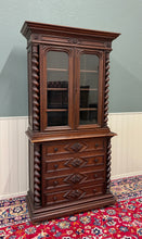 Load image into Gallery viewer, Antique French Bookcase &amp; Chest of Drawers Display Cabinet Barley Twist Oak