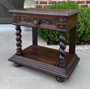 Antique French PAIR End Tables Side Tables Nightstands Barley Twist Oak Drawers