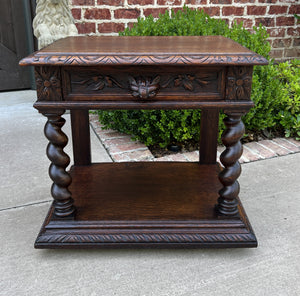 Antique French PAIR End Tables Side Tables Nightstands Barley Twist Oak Drawers