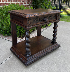 Antique French PAIR End Tables Side Tables Nightstands Barley Twist Oak Drawers