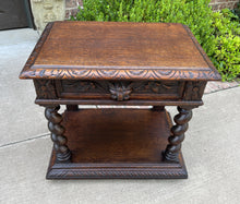 Load image into Gallery viewer, Antique French PAIR End Tables Side Tables Nightstands Barley Twist Oak Drawers