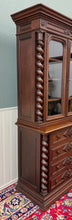 Load image into Gallery viewer, Antique French Bookcase &amp; Chest of Drawers Display Cabinet Barley Twist Oak