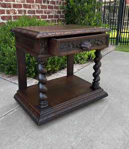 Antique French PAIR End Tables Side Tables Nightstands Barley Twist Oak Drawers