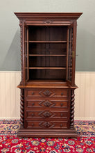 Load image into Gallery viewer, Antique French Bookcase &amp; Chest of Drawers Display Cabinet Barley Twist Oak