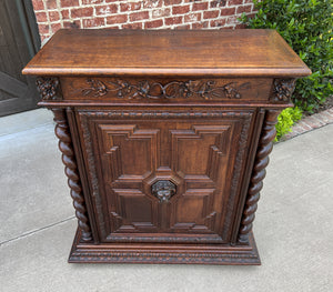 Antique French Jam Cabinet Cupboard Oak Renaissance Revival Barley Twist Lion