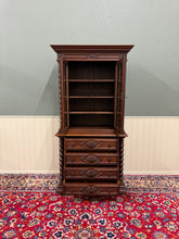 Load image into Gallery viewer, Antique French Bookcase &amp; Chest of Drawers Display Cabinet Barley Twist Oak
