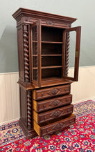 Load image into Gallery viewer, Antique French Bookcase &amp; Chest of Drawers Display Cabinet Barley Twist Oak