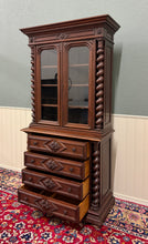 Load image into Gallery viewer, Antique French Bookcase &amp; Chest of Drawers Display Cabinet Barley Twist Oak