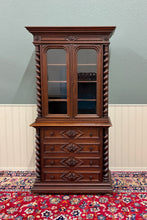 Load image into Gallery viewer, Antique French Bookcase &amp; Chest of Drawers Display Cabinet Barley Twist Oak