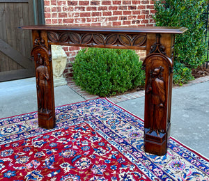 Antique French Fireplace Mantel Mirror Figural Carved Walnut c. 1880s