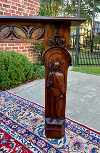 Antique French Fireplace Mantel Mirror Figural Carved Walnut c. 1880s