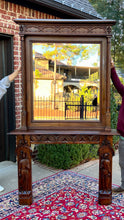 Load image into Gallery viewer, Antique French Fireplace Mantel Mirror Figural Carved Walnut c. 1880s