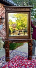 Load image into Gallery viewer, Antique French Fireplace Mantel Mirror Figural Carved Walnut c. 1880s